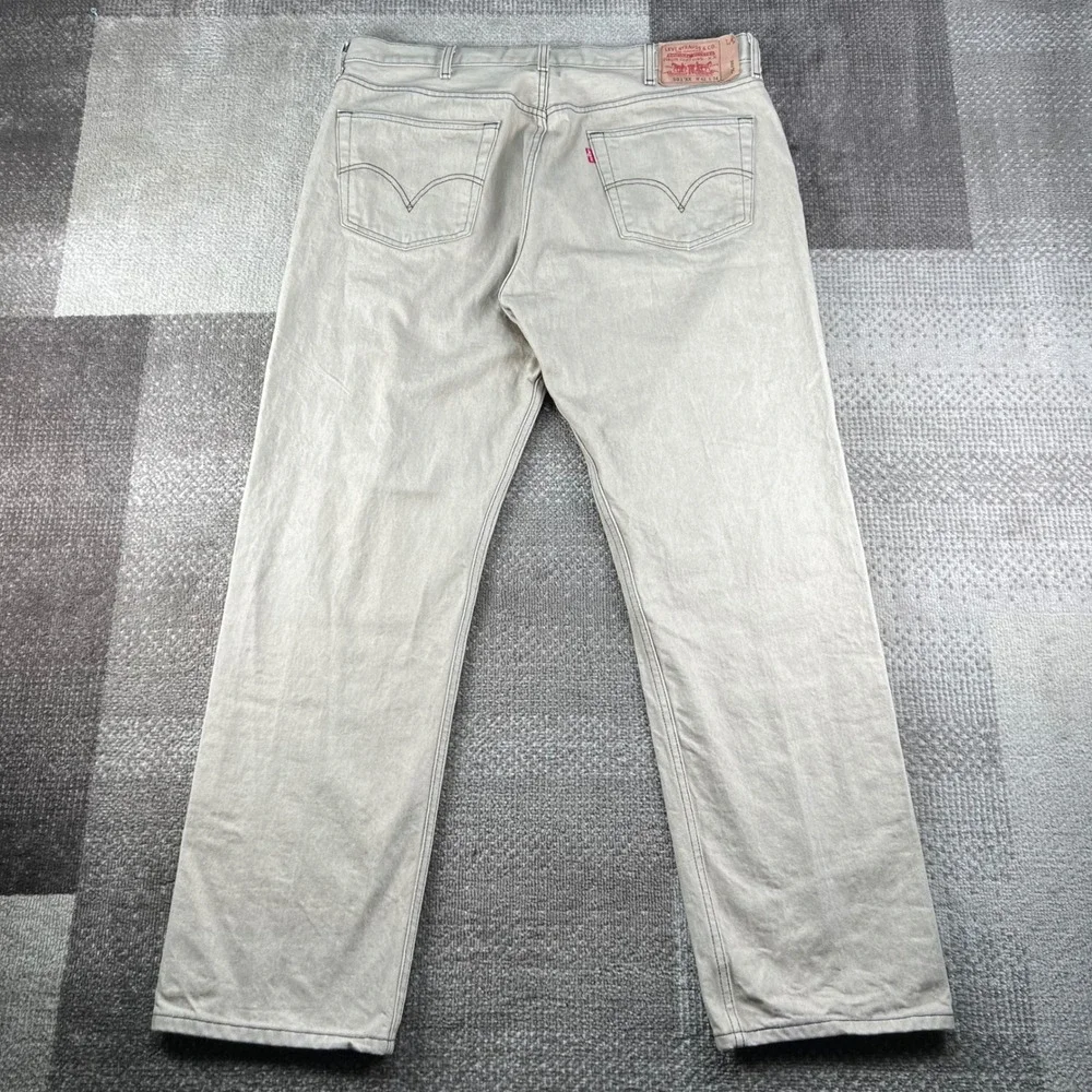 Levis 501XX Straight Fit Jeans Men 42x34 Beige Tan Cotton Denim Pants Button Fly